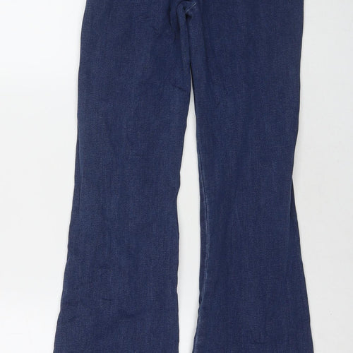 Warehouse Womens Blue Cotton Flared Jeans Size 10 L32 in Regular Zip