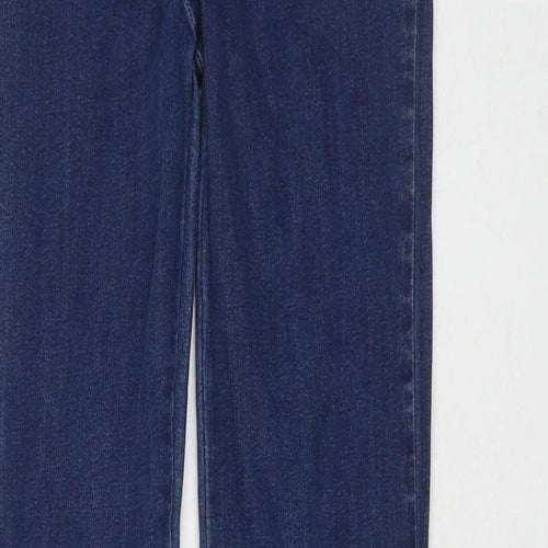 Warehouse Womens Blue Cotton Flared Jeans Size 10 L32 in Regular Zip