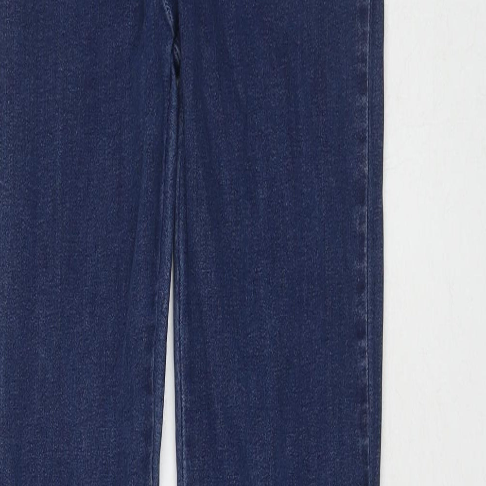 Warehouse Womens Blue Cotton Flared Jeans Size 10 L32 in Regular Zip