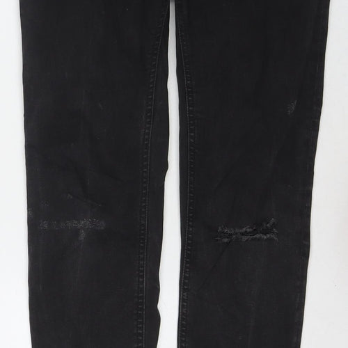 Bershka Womens Black Cotton Skinny Jeans Size 10 L31 in Regular Zip