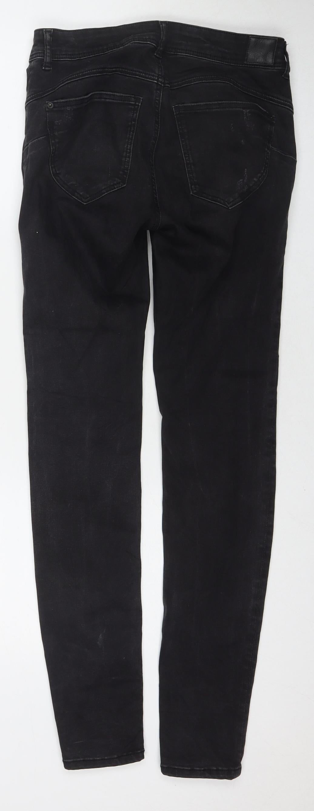 Bershka Womens Black Cotton Skinny Jeans Size 10 L31 in Regular Zip