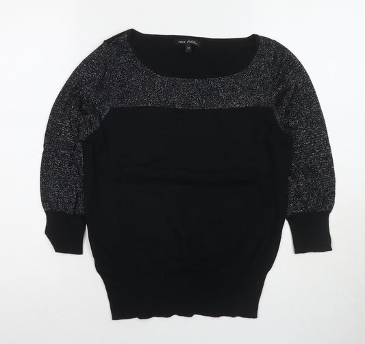 NEXT Womens Black Round Neck Cotton Pullover Jumper Size 12