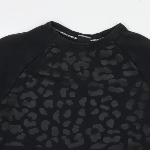 Nike Womens Black Animal Print Cotton Pullover Sweatshirt Size M Pullover - Leopard Print