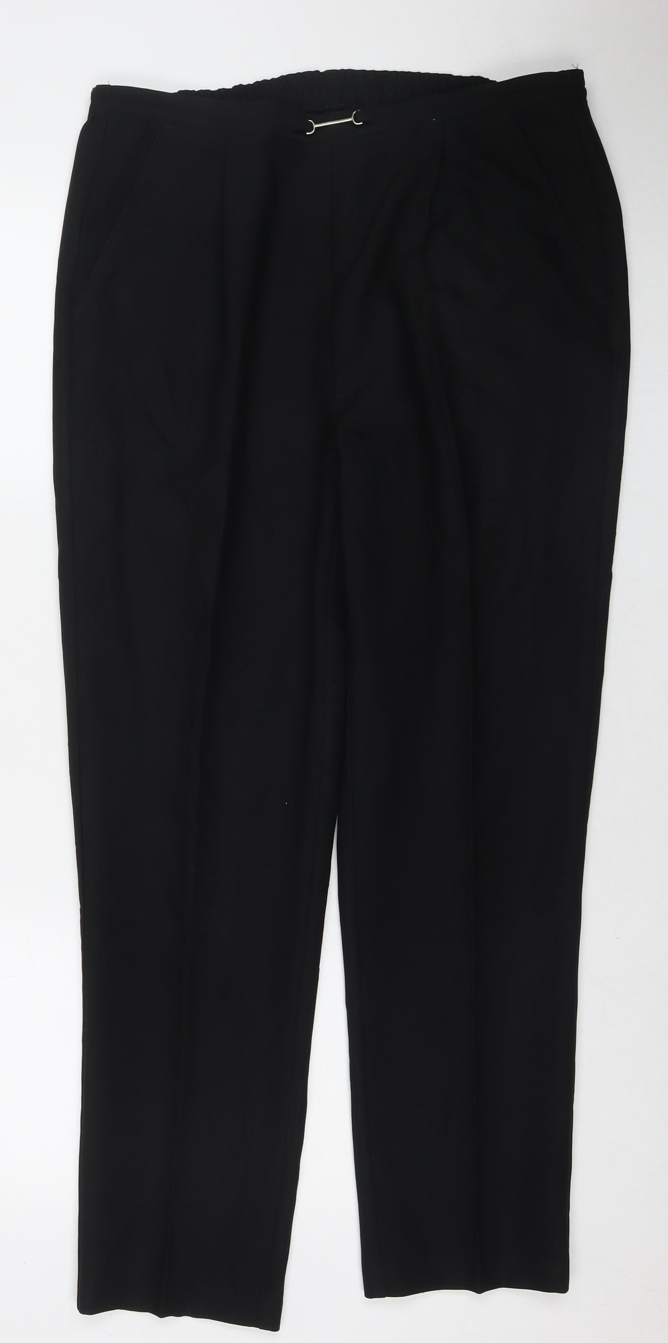 Isabelle Womens Black Polyester Trousers Size 12 L29 in Regular