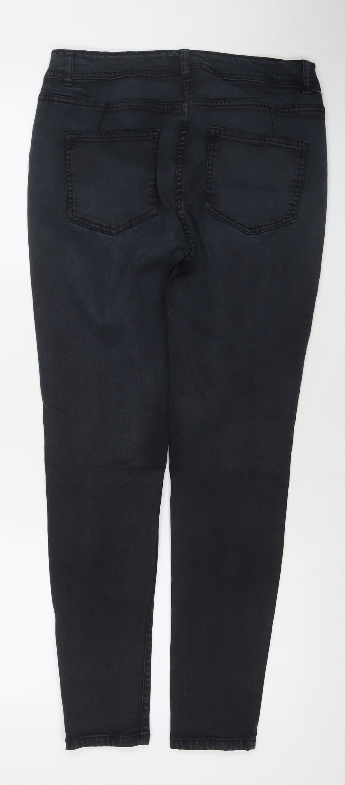 NEXT Womens Black Polyester Blend Skinny Jeans Size 12 L27 in Regular Zip