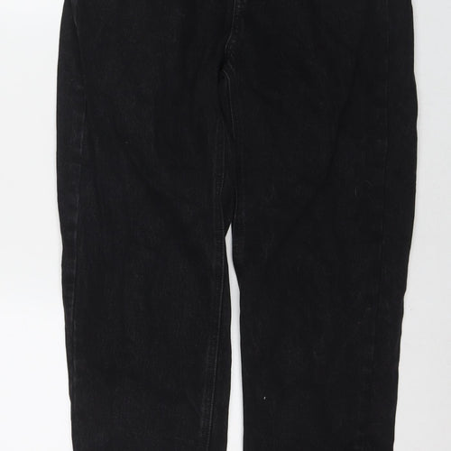 Pull&Bear Womens Black Cotton Straight Jeans Size 10 L29 in Regular Zip