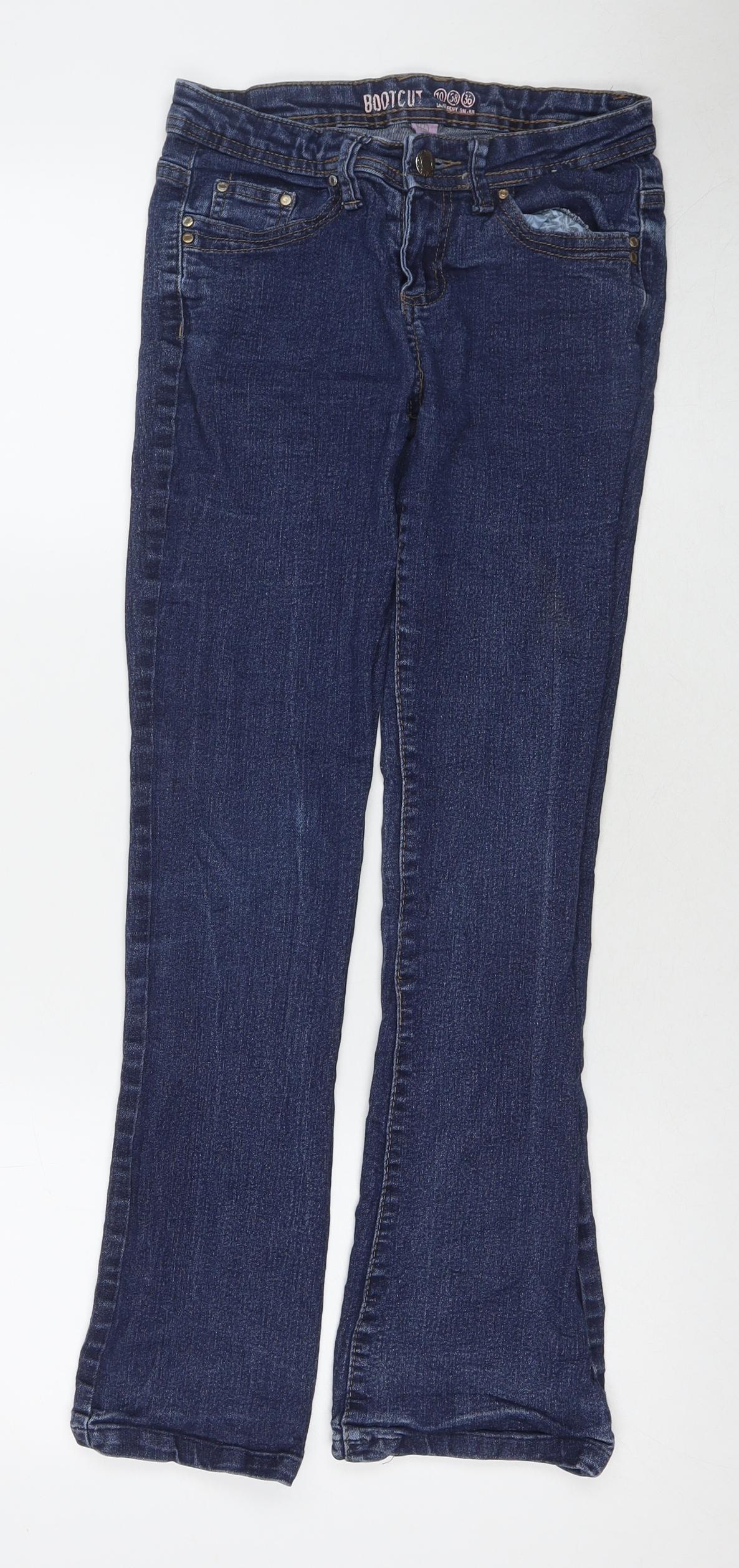 Denim & Co. Womens Blue Cotton Bootcut Jeans Size 10 L27 in Regular Zip