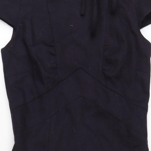 Warehouse Womens Blue Polyester A-Line Size 10 Round Neck Zip