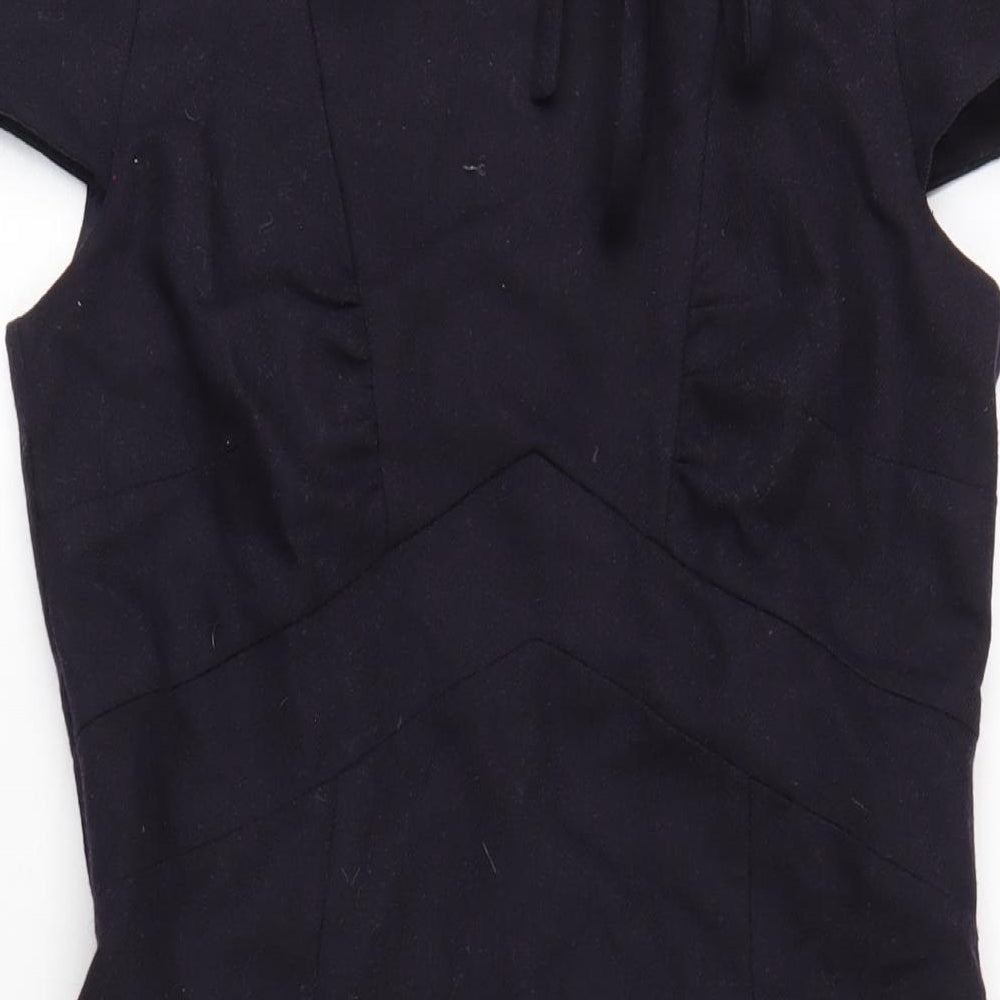 Warehouse Womens Blue Polyester A-Line Size 10 Round Neck Zip