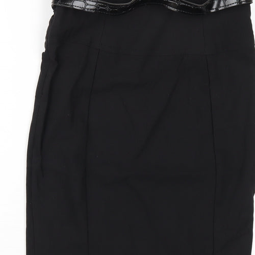 Jane Norman Womens Black Cotton Straight & Pencil Skirt Size 8 Zip