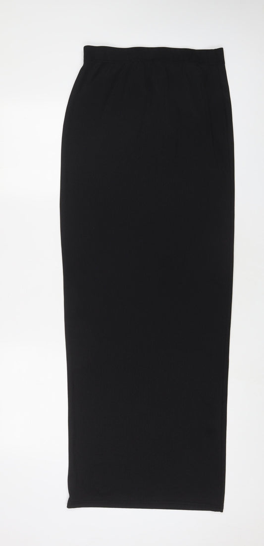 Boohoo Womens Black Polyester A-Line Skirt Size 14