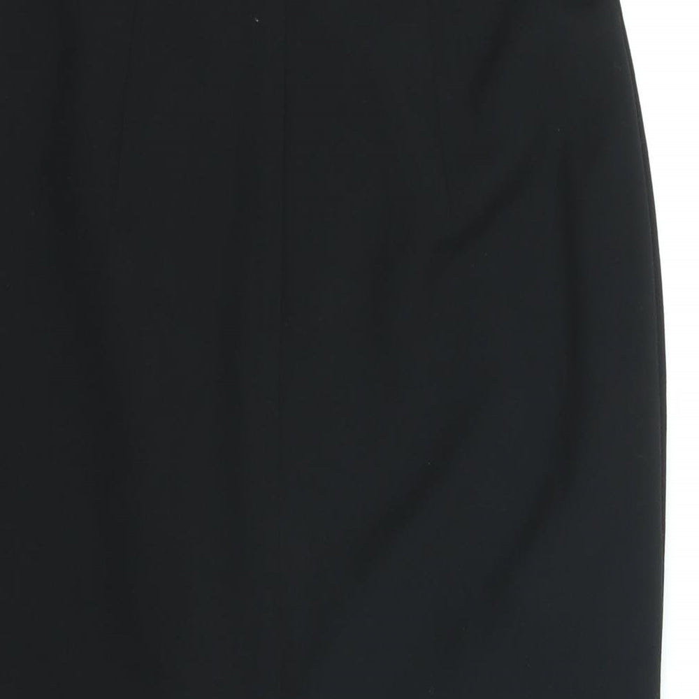 Marks and Spencer Womens Black Polyester Straight & Pencil Skirt Size 8 Zip - Belted