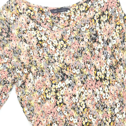 Marks and Spencer Womens Multicoloured Floral Viscose Fit & Flare Size 10 Boat Neck Pullover