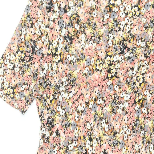 Marks and Spencer Womens Multicoloured Floral Viscose Fit & Flare Size 10 Boat Neck Pullover