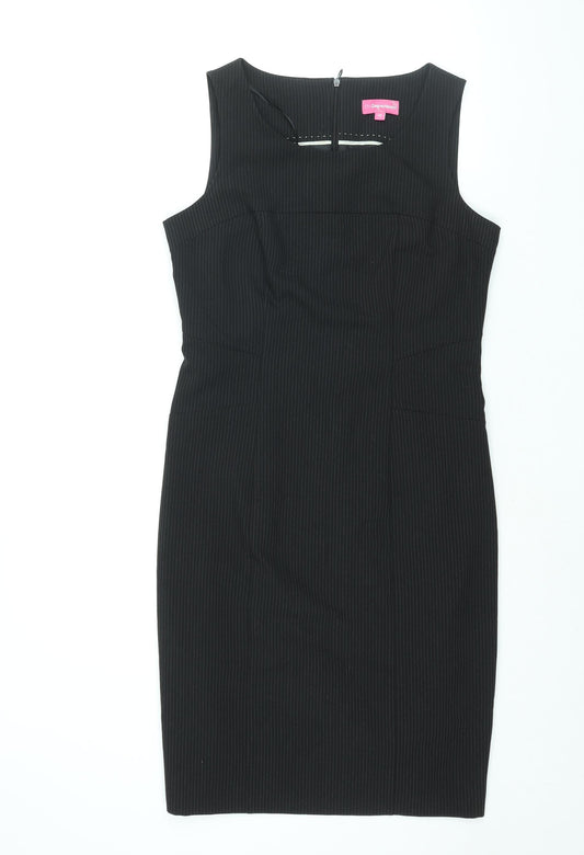 The Department Womens Black Polyester Pencil Dress Size 10 Round Neck Zip - Double Vented