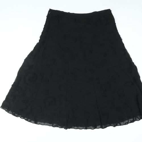 Per Una Womens Black Polyester A-Line Skirt Size 14 Zip - Textured