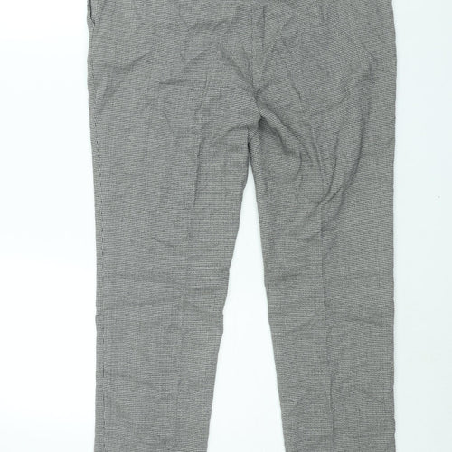 NEXT Womens Grey Check Polyester Trousers Size 12 L20 in Regular Zip - Houndstooth