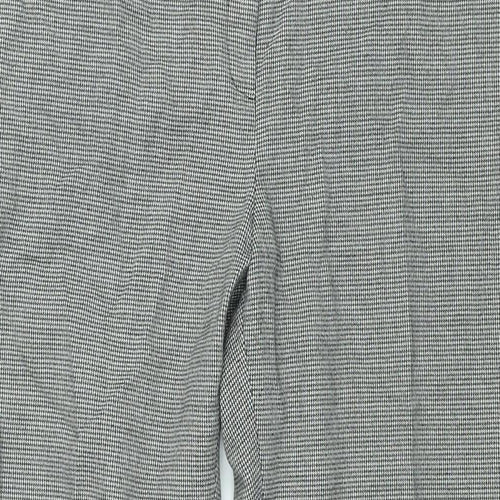 NEXT Womens Grey Check Polyester Trousers Size 12 L20 in Regular Zip - Houndstooth