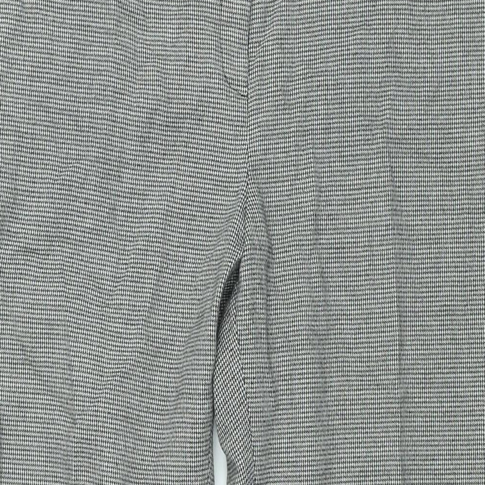 NEXT Womens Grey Check Polyester Trousers Size 12 L20 in Regular Zip - Houndstooth