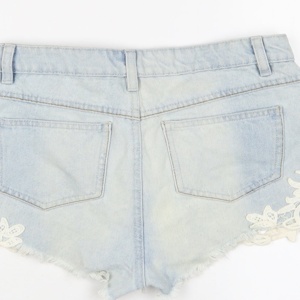 Denim & Co. Womens Blue Cotton Basic Shorts Size 6 Regular Button