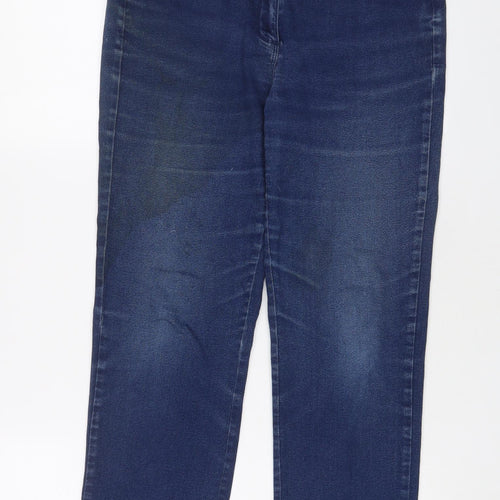 Bonmarché Womens Blue Cotton Cropped Jeans Size 12 L26 in Regular Zip