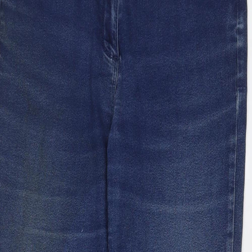 Bonmarché Womens Blue Cotton Cropped Jeans Size 12 L26 in Regular Zip