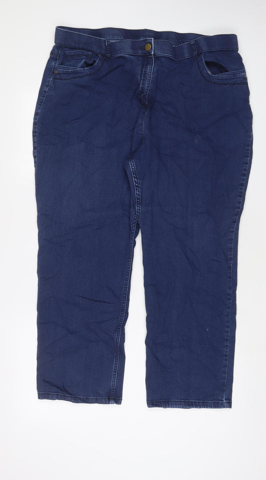 Classic Womens Blue Cotton Capri Jeans Size 20 L27 in Regular Zip