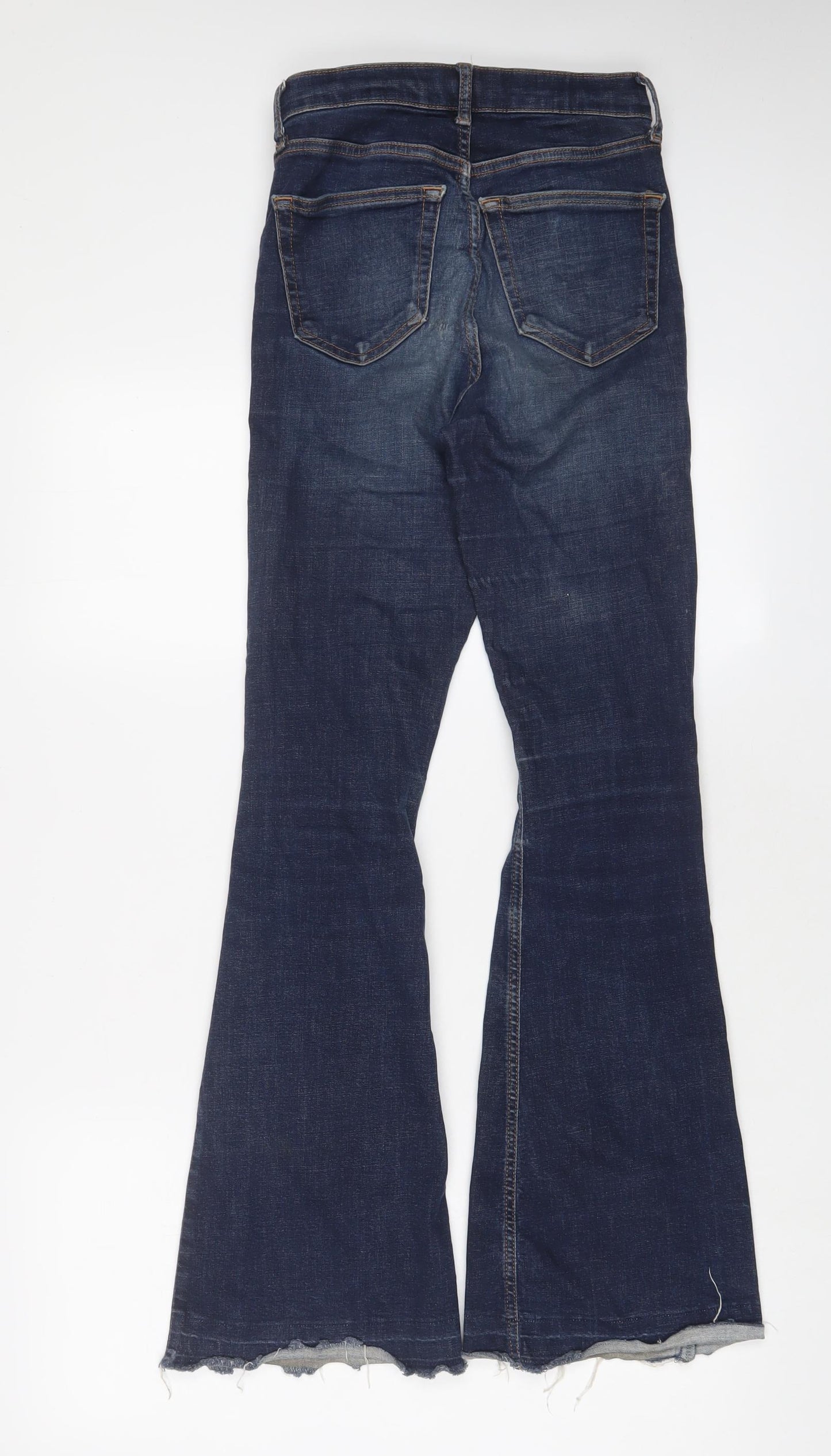 Topshop Womens Blue Cotton Flared Jeans Size 26 in L30 in Regular Zip