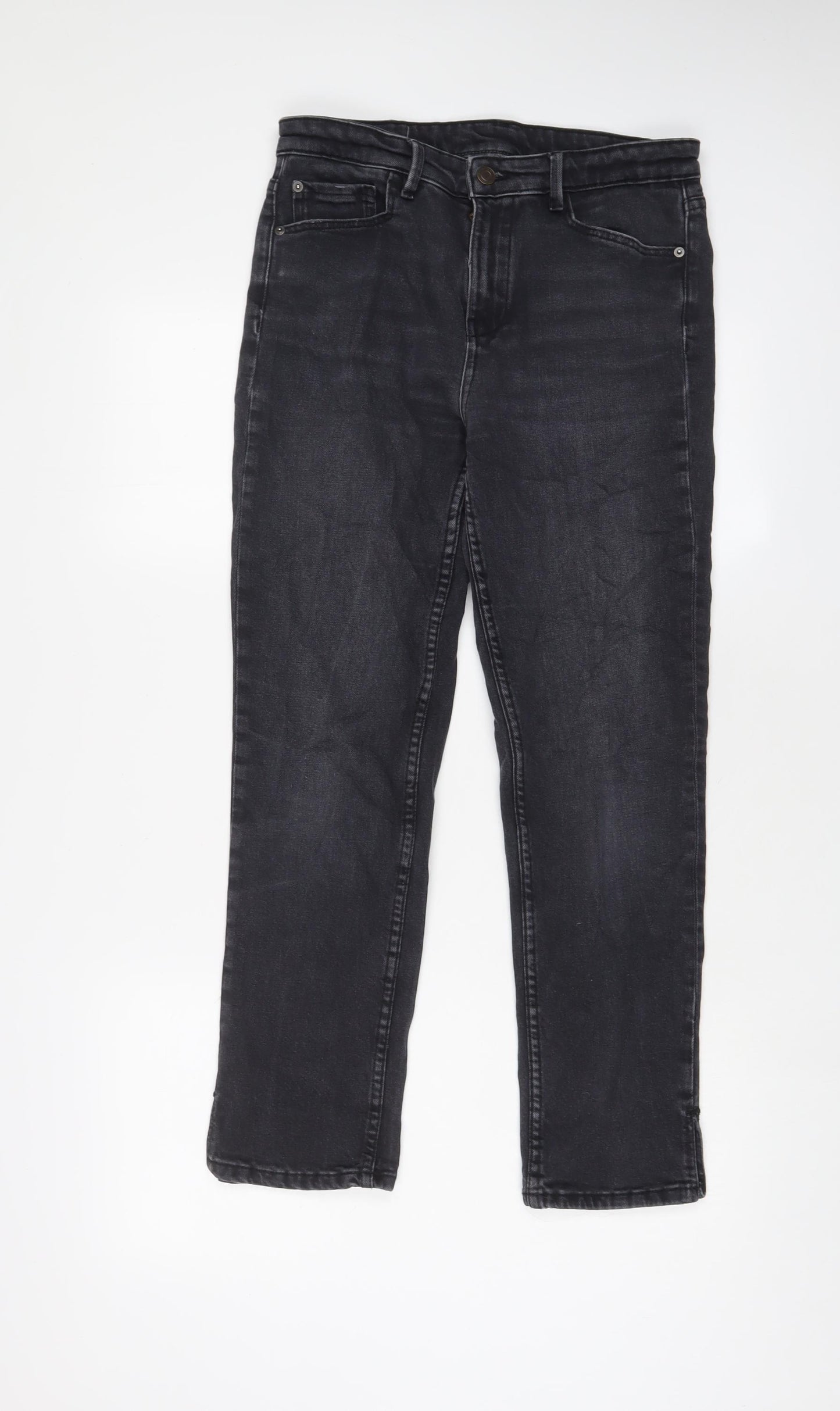 Mossimo Dutti Womens Black Cotton Straight Jeans Size 10 L27 in Regular Zip