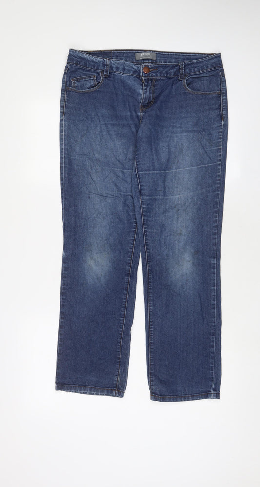 Dorothy Perkins Womens Blue Cotton Cropped Jeans Size 12 L28 in Regular Zip