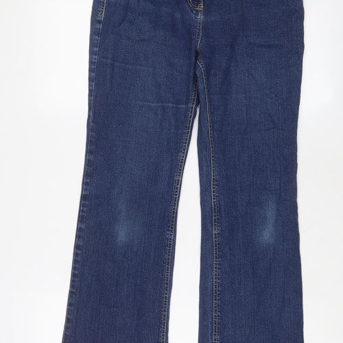 Per Una Womens Blue Cotton Bootcut Jeans Size 12 L28 in Regular Zip