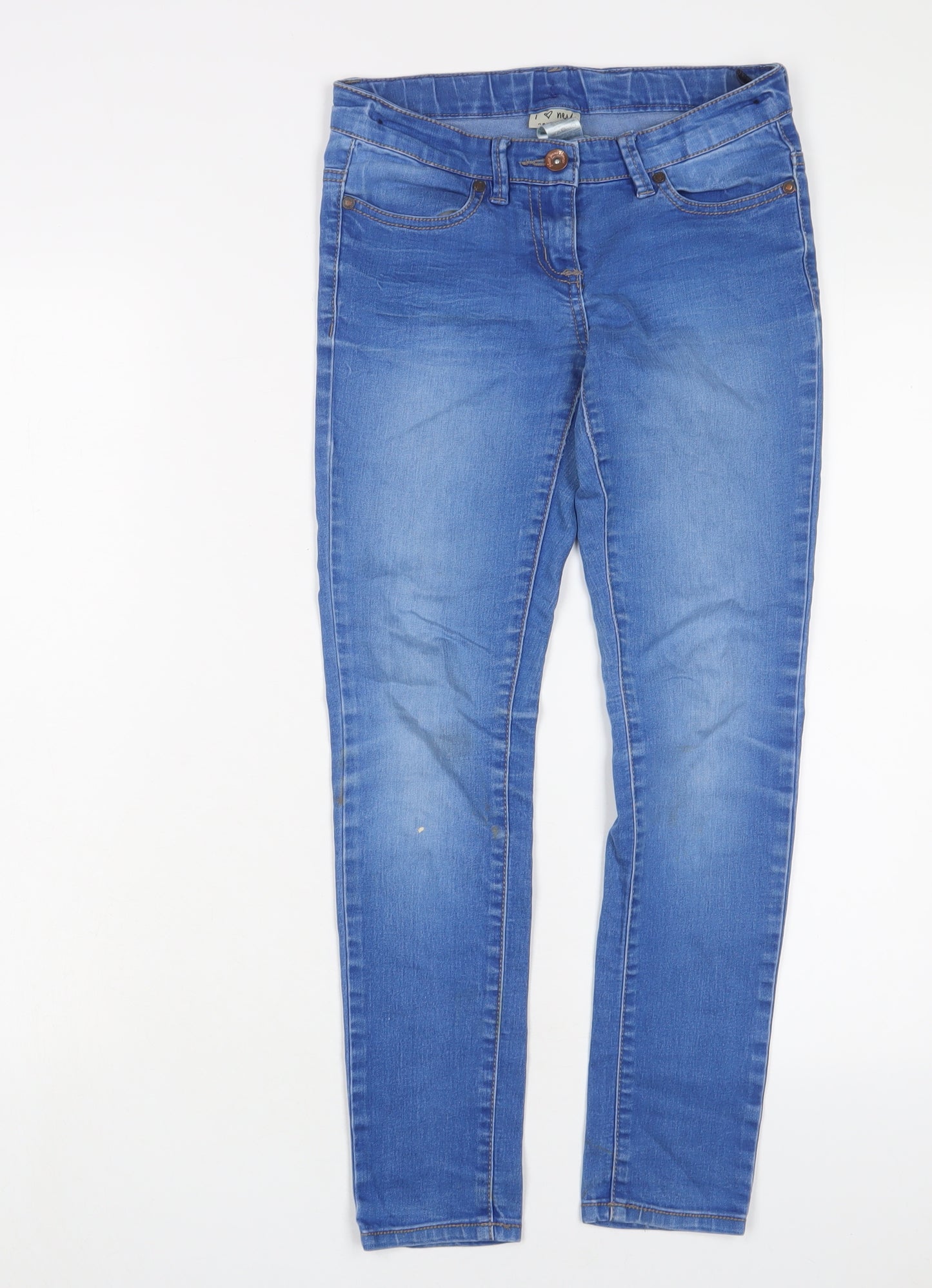 NEXT Girls Blue Cotton Skinny Jeans Size 10 Years L26 in Regular Zip