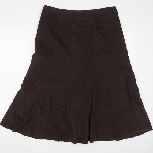 Reflections Womens Brown Cotton A-Line Skirt Size 14 Zip