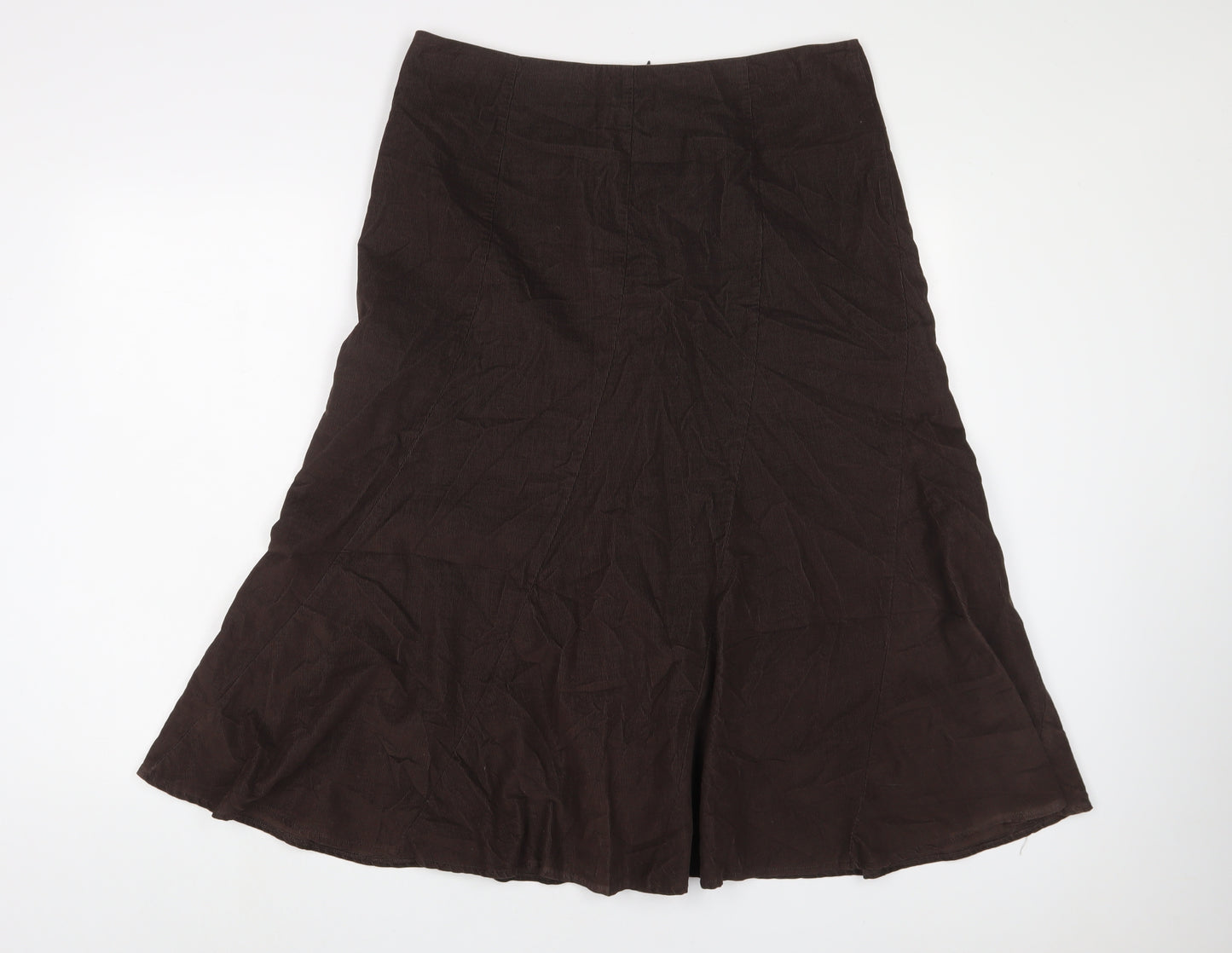 Reflections Womens Brown Cotton A-Line Skirt Size 14 Zip