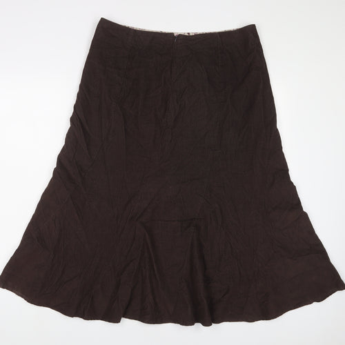 Reflections Womens Brown Cotton A-Line Skirt Size 14 Zip