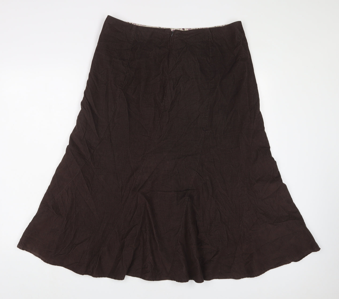 Reflections Womens Brown Cotton A-Line Skirt Size 14 Zip