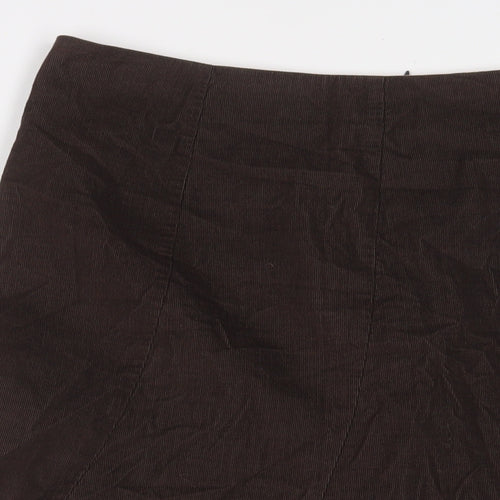 Reflections Womens Brown Cotton A-Line Skirt Size 14 Zip