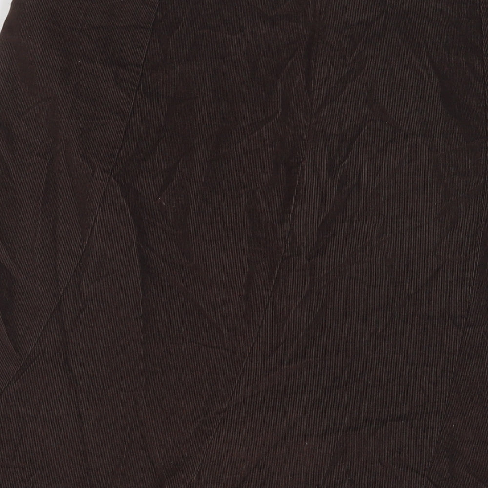 Reflections Womens Brown Cotton A-Line Skirt Size 14 Zip