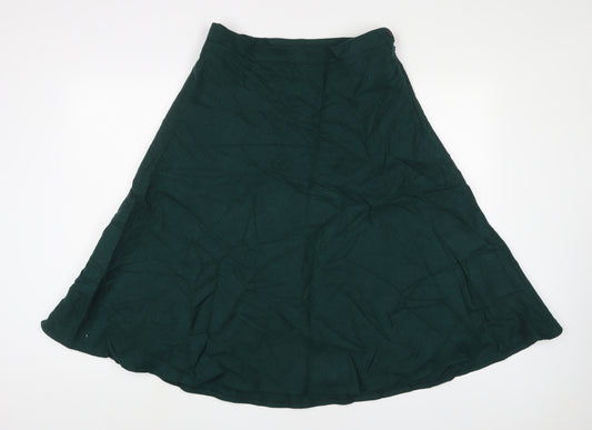 Country Casuals Womens Green Wool A-Line Skirt Size 14 Button