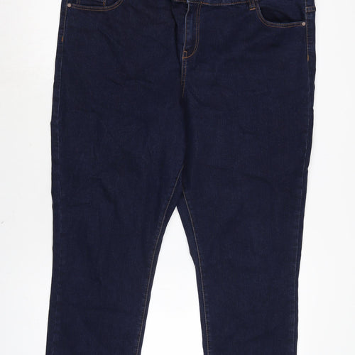 George Womens Blue Cotton Blend Straight Jeans Size 20 L22 in Regular Zip