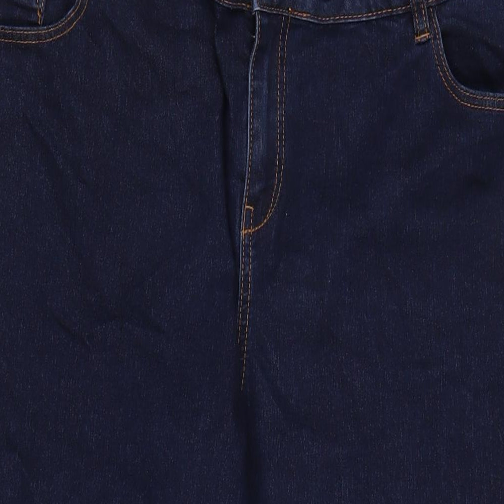 George Womens Blue Cotton Blend Straight Jeans Size 20 L22 in Regular Zip