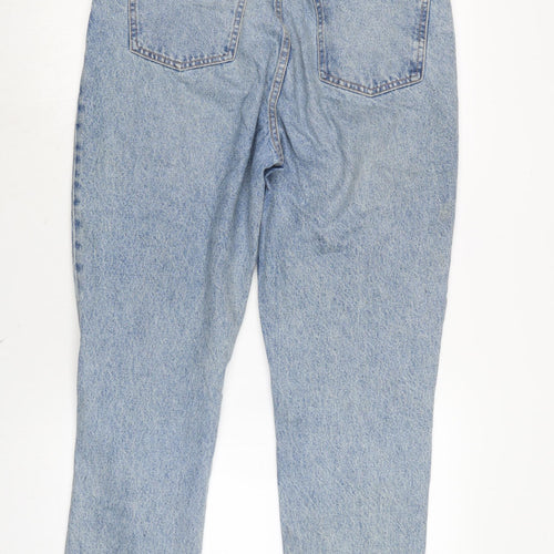 Zara Womens Blue Cotton Straight Jeans Size 10 L25.5 in Regular Zip