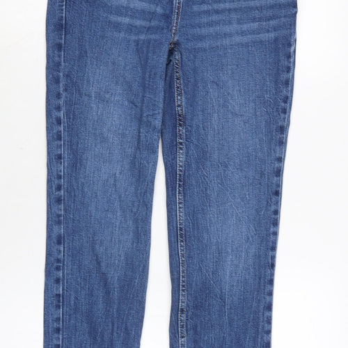 NEXT Womens Blue Cotton Blend Straight Jeans Size 10 L25.5 in Slim Zip