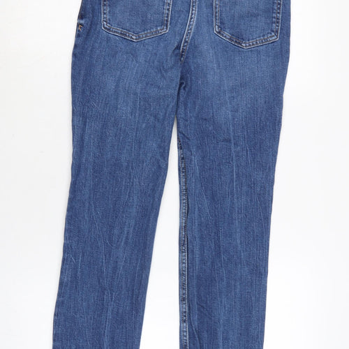 NEXT Womens Blue Cotton Blend Straight Jeans Size 10 L25.5 in Slim Zip