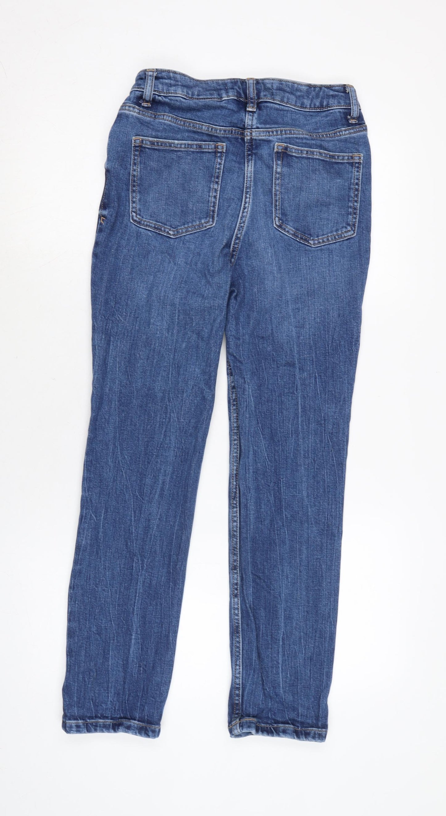 NEXT Womens Blue Cotton Blend Straight Jeans Size 10 L25.5 in Slim Zip