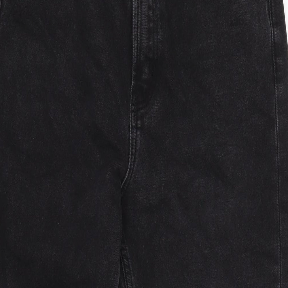 Denim & Co. Womens Black Cotton Straight Jeans Size 12 L24 in Regular Zip - Raw Hem