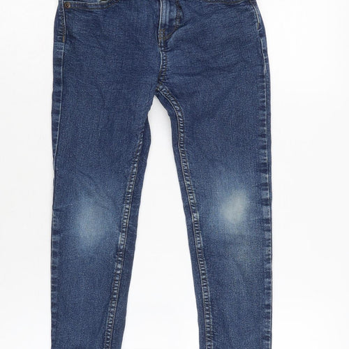 F&F Boys Blue Cotton Tapered Jeans Size 6 Years Regular Button - Waist 18in Inside Leg 17In.