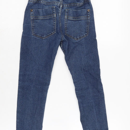 F&F Boys Blue Cotton Tapered Jeans Size 6 Years Regular Button - Waist 18in Inside Leg 17In.