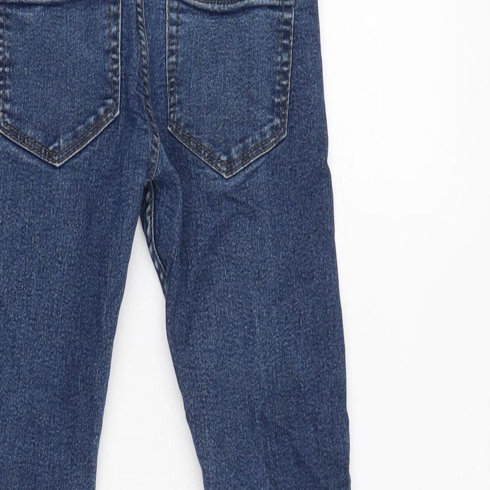 F&F Boys Blue Cotton Tapered Jeans Size 6 Years Regular Button - Waist 18in Inside Leg 17In.