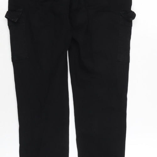 Denim & Co. Womens Black Cotton Blend Tapered Jeans Size 10 L28 in Regular Zip - Side zips to bottom of legs.